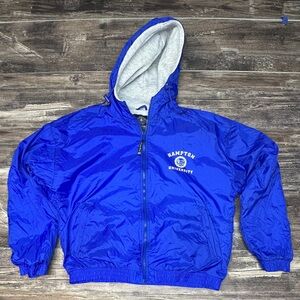 Hampton University Jacket - Hooded Windbreaker Jacket Charles River Large - GUC